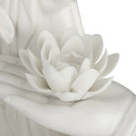 fleur de lotus psoé sur un porte-encens en céramique en forme de main bouddha